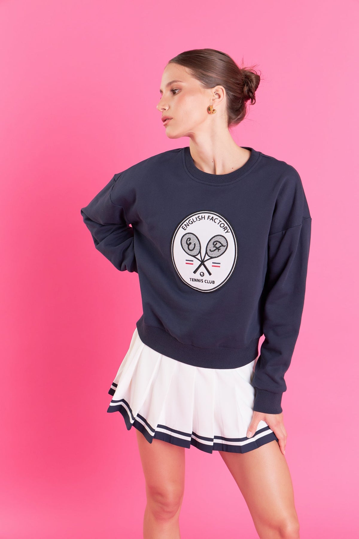 ENGLISH FACTORY - Velvet Patch Sweatshirt - TOPS available at Objectrare