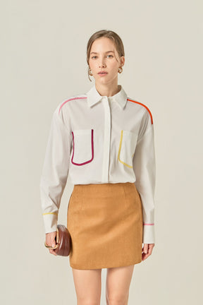 ENGLISH FACTORY - Flat Binding Detailed Shirt - BLOUSES available at Objectrare