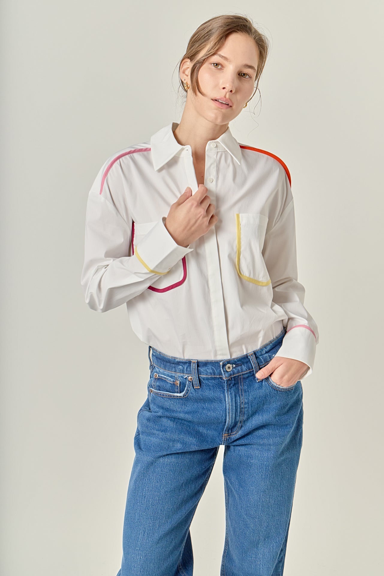 ENGLISH FACTORY - Flat Binding Detailed Shirt - SHIRTS & BLOUSES available at Objectrare