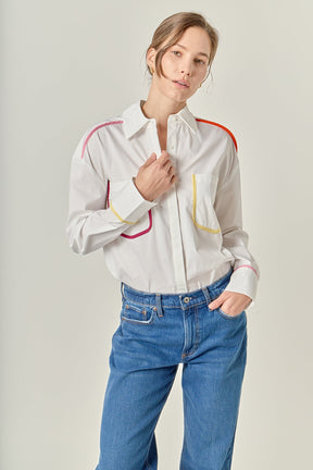 ENGLISH FACTORY - Flat Binding Detailed Shirt - SHIRTS & BLOUSES available at Objectrare