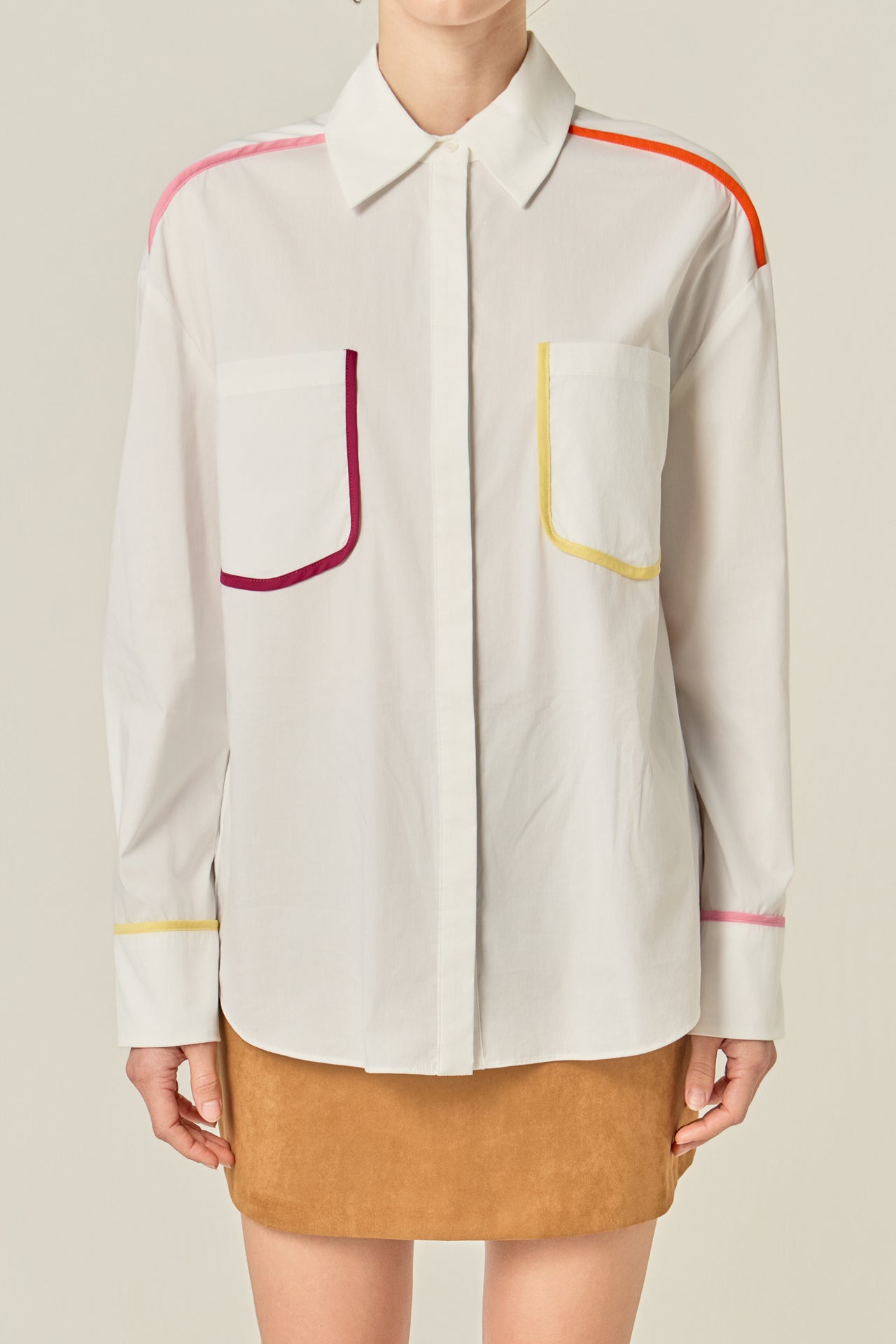 ENGLISH FACTORY - Flat Binding Detailed Shirt - BLOUSES available at Objectrare