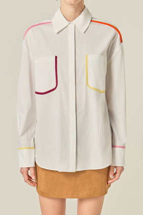 ENGLISH FACTORY - Flat Binding Detailed Shirt - BLOUSES available at Objectrare