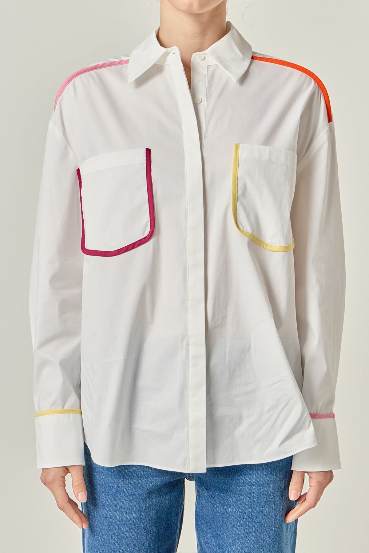 ENGLISH FACTORY - Flat Binding Detailed Shirt - SHIRTS & BLOUSES available at Objectrare