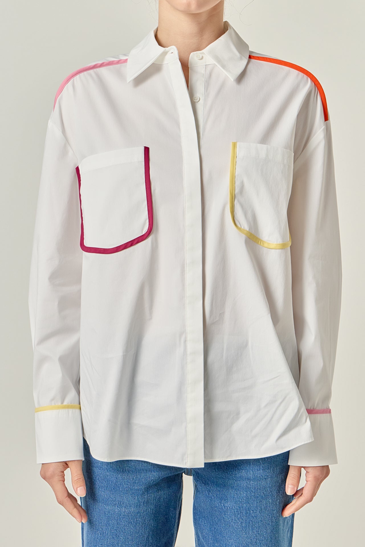 ENGLISH FACTORY - Flat Binding Detailed Shirt - SHIRTS & BLOUSES available at Objectrare