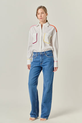 ENGLISH FACTORY - Flat Binding Detailed Shirt - SHIRTS & BLOUSES available at Objectrare