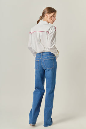 ENGLISH FACTORY - Flat Binding Detailed Shirt - SHIRTS & BLOUSES available at Objectrare