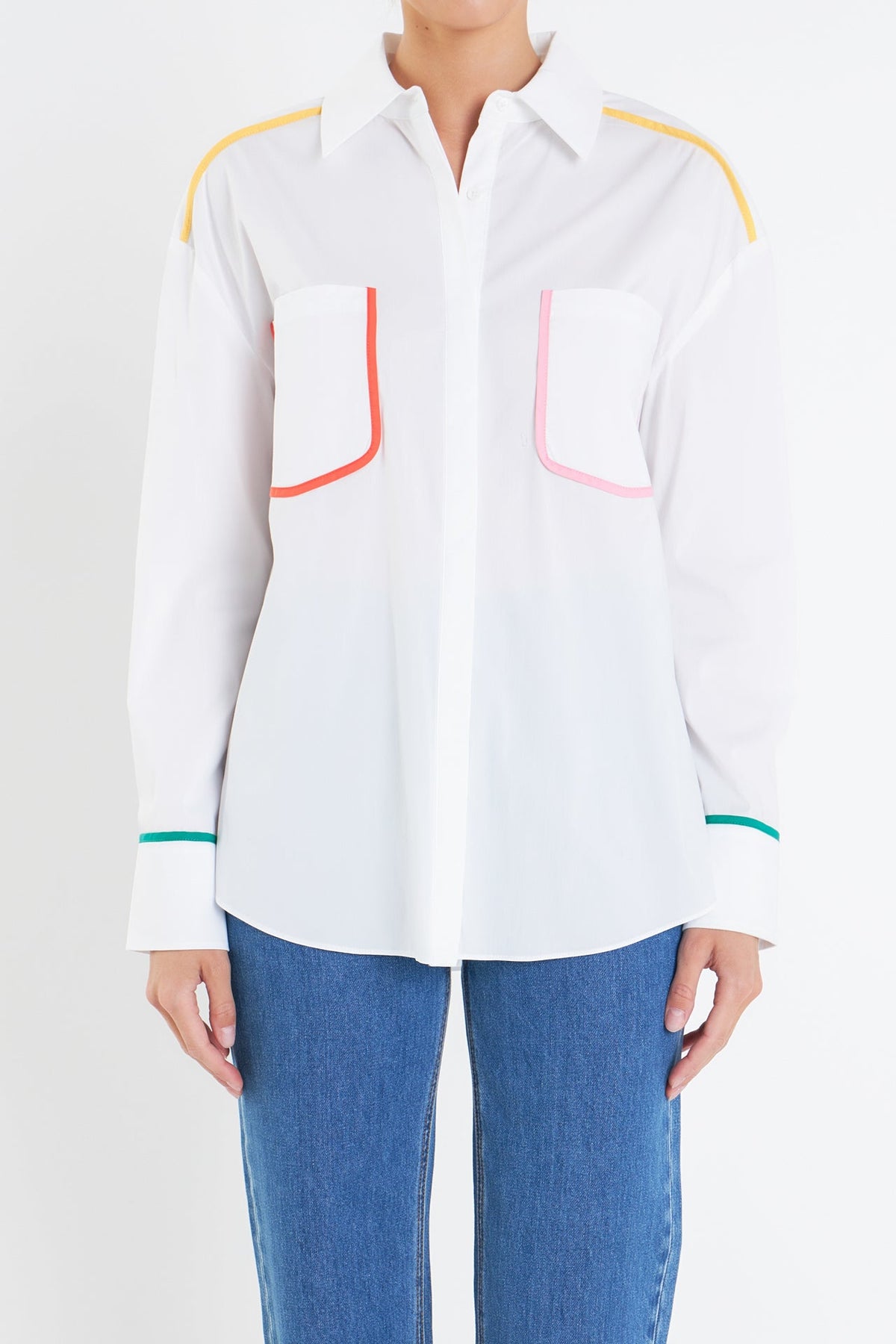 ENGLISH FACTORY - Flat Binding Detailed Shirt - SHIRTS & BLOUSES available at Objectrare