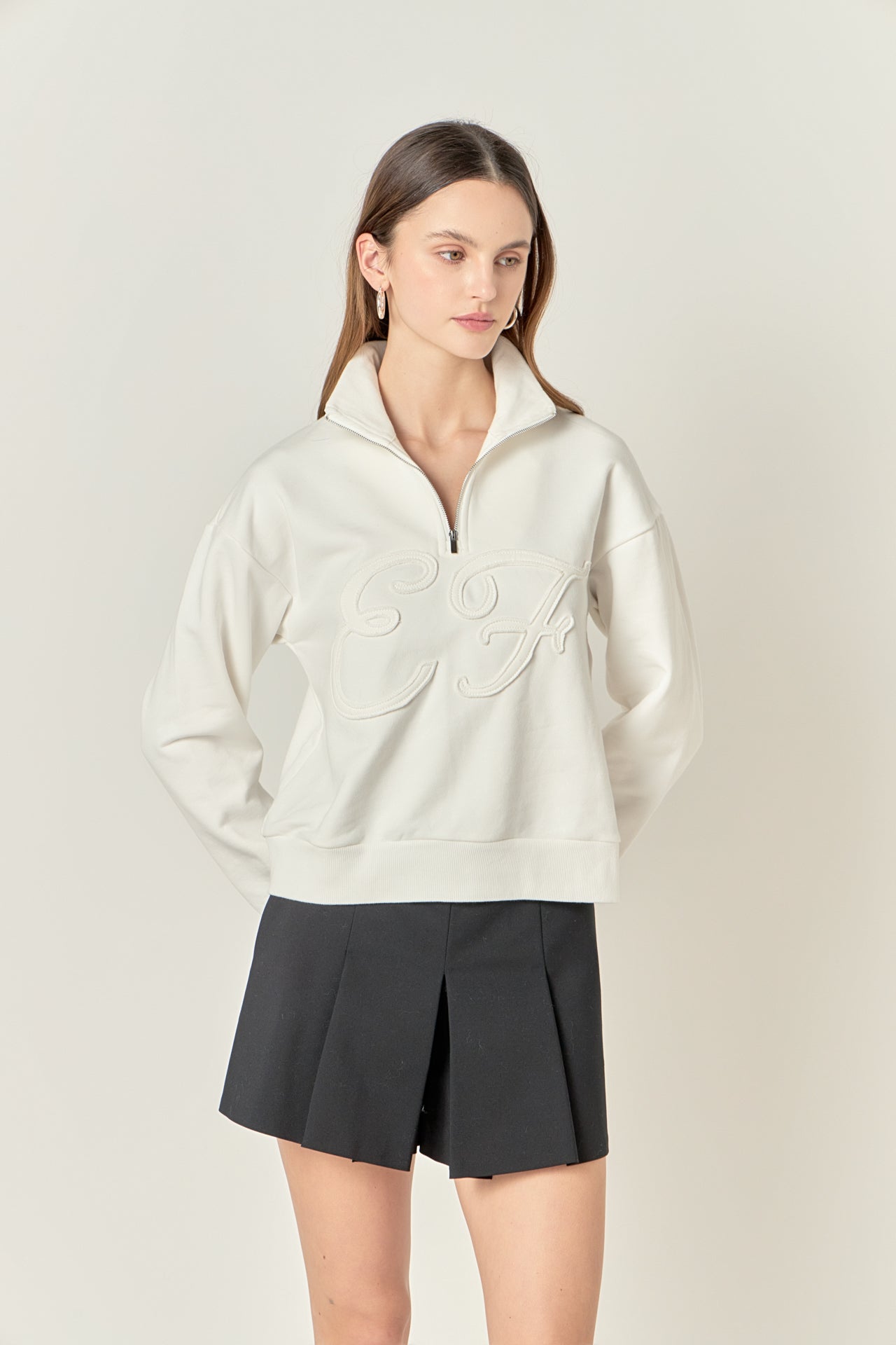 Patch Zip Up Sweatshirt