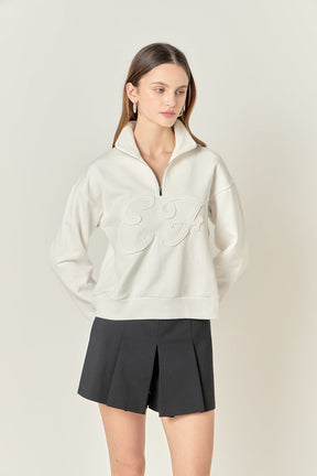 Patch Zip Up Sweatshirt