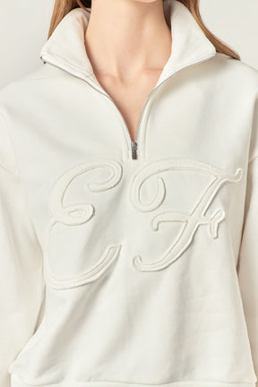Patch Zip Up Sweatshirt