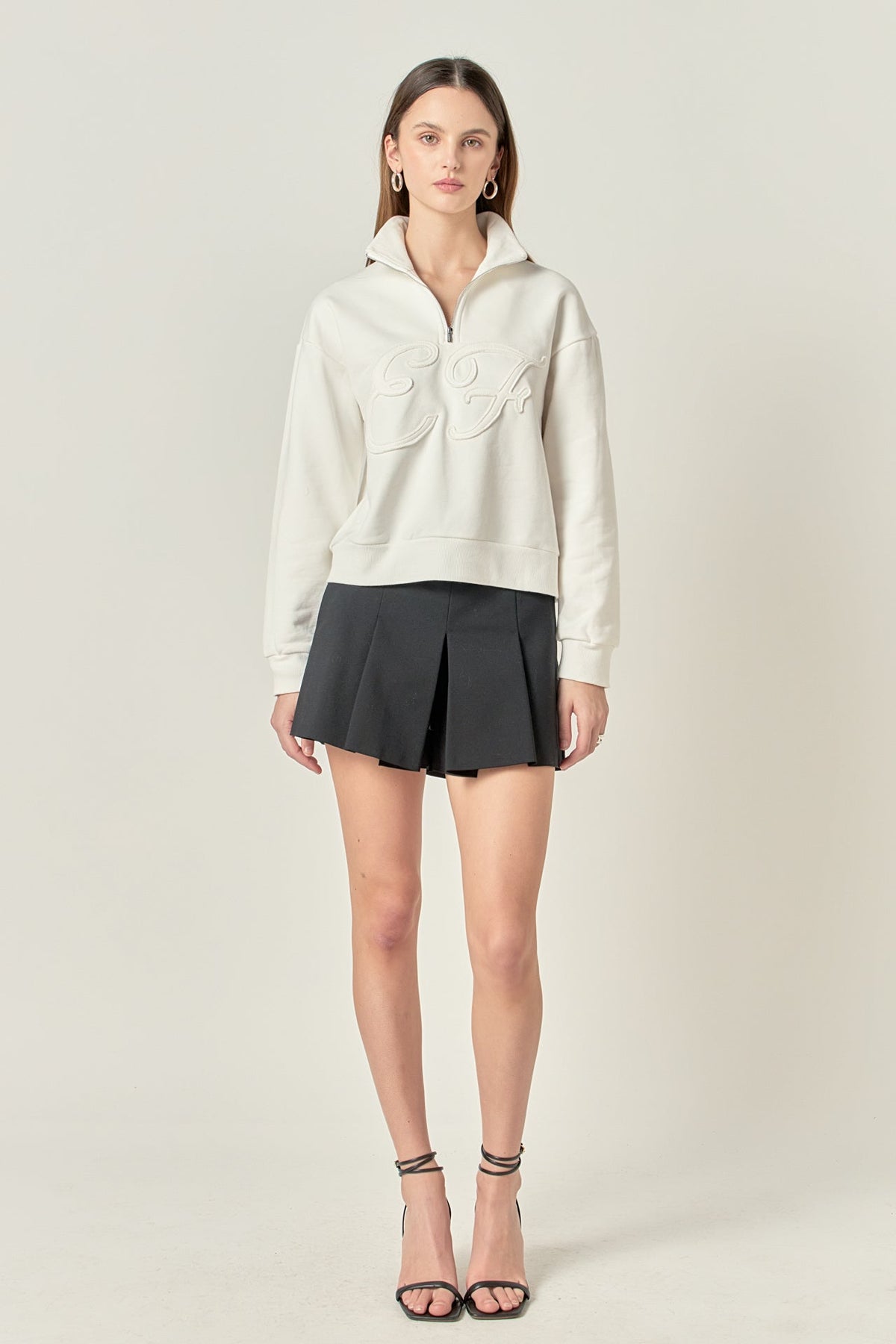 Patch Zip Up Sweatshirt