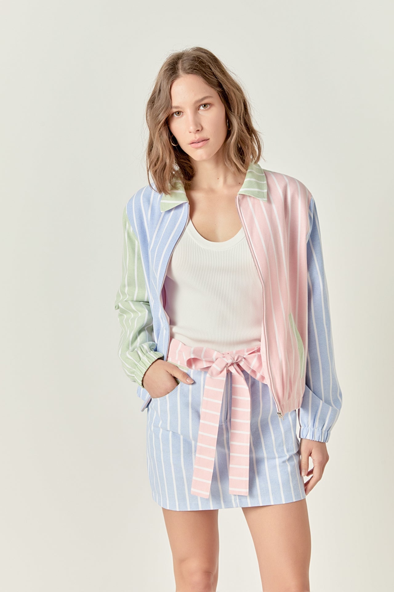 Stripe Color Block Jacket