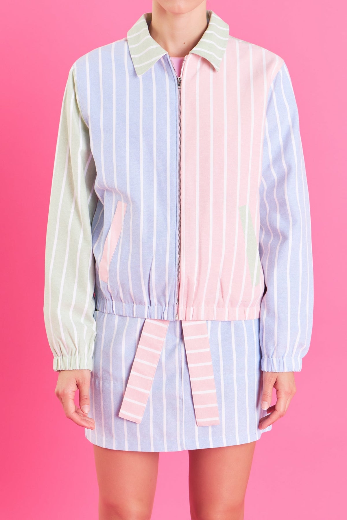 ENGLISH FACTORY - English Factory - Stripe Color Block Jacket - JACKETS available at Objectrare