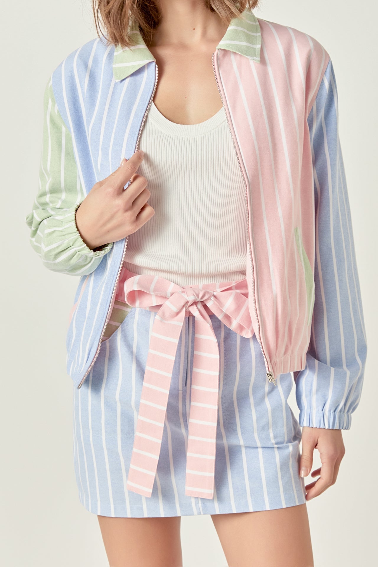 ENGLISH FACTORY - Stripe Color Block Jacket - JACKETS available at Objectrare