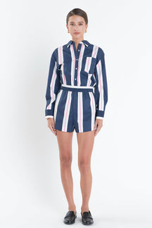 ENGLISH FACTORY - English Factory - Stripe Romper - ROMPERS available at Objectrare