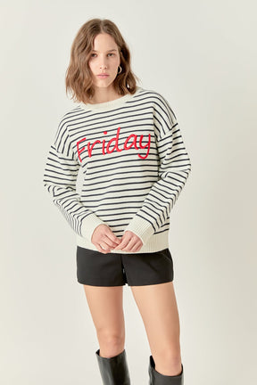 ENGLISH FACTORY - Friday Lettering Sweater - SWEATERS & KNITS available at Objectrare