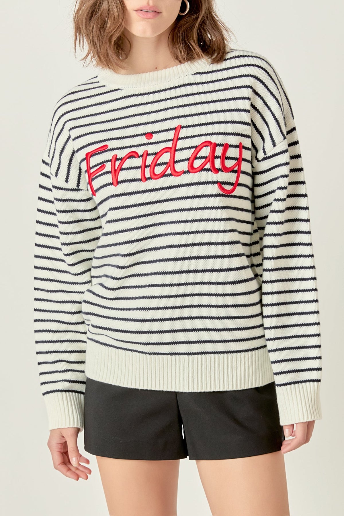 ENGLISH FACTORY - Friday Lettering Sweater - SWEATERS & KNITS available at Objectrare