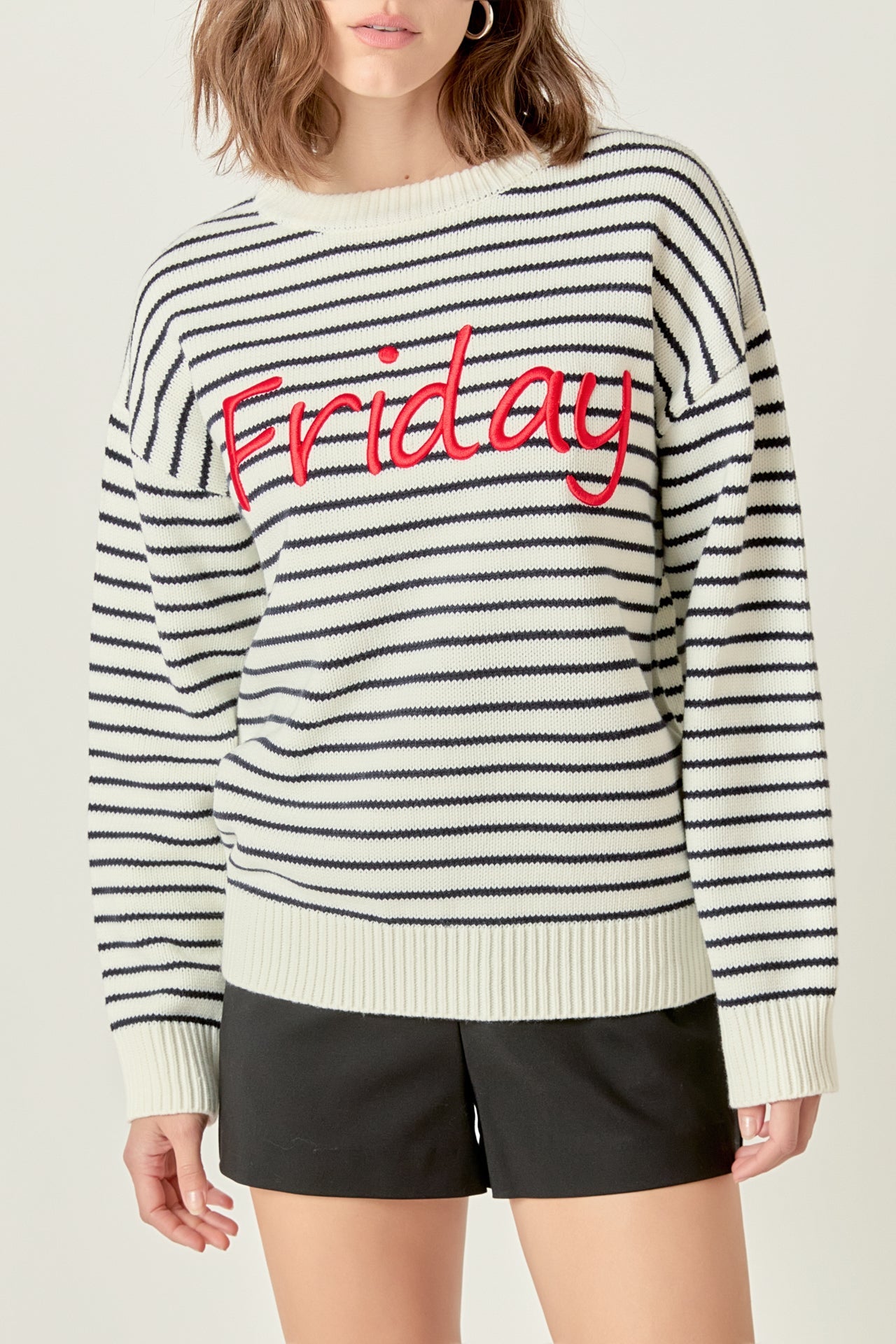 ENGLISH FACTORY - Friday Lettering Sweater - SWEATERS & KNITS available at Objectrare