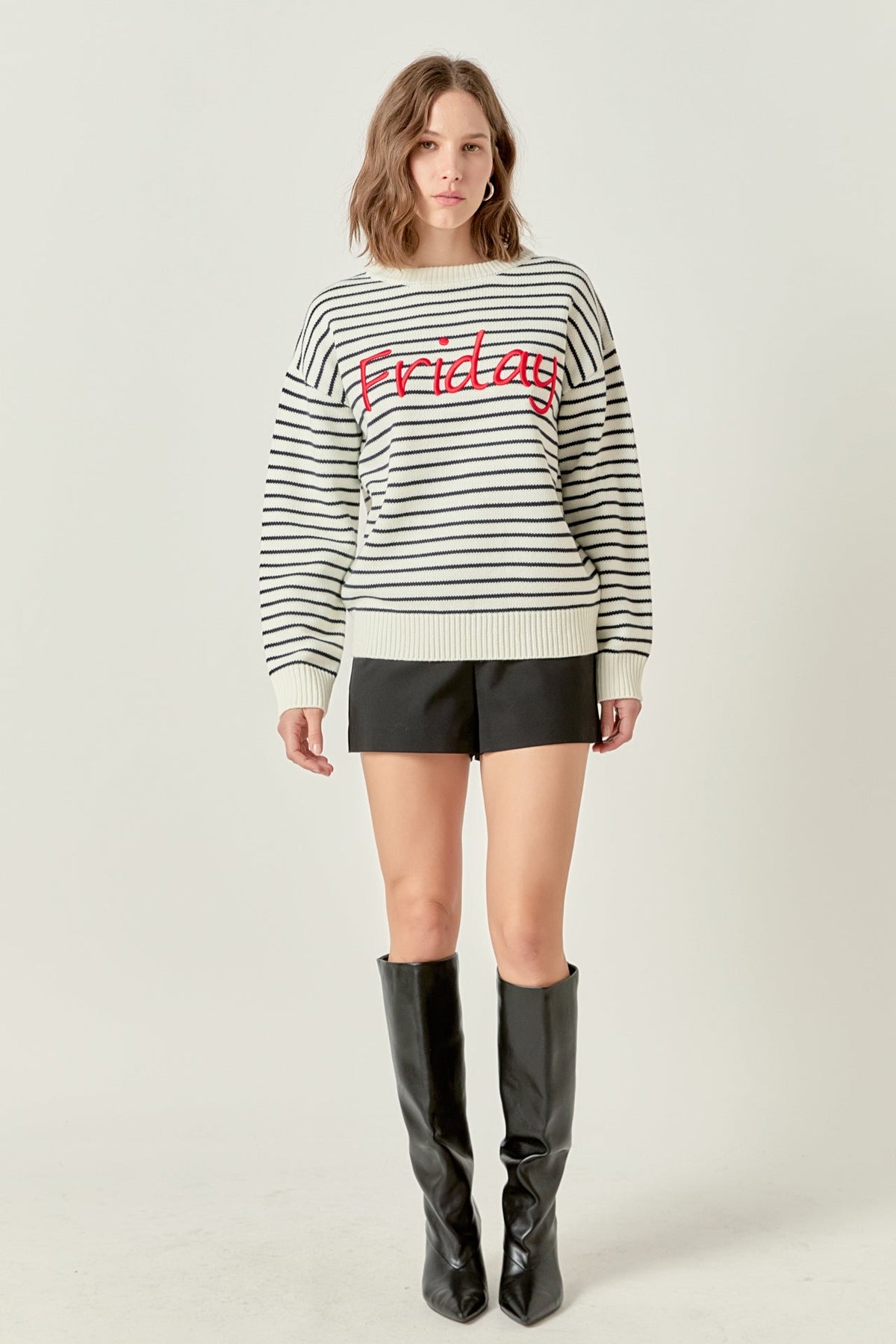 ENGLISH FACTORY - Friday Lettering Sweater - SWEATERS & KNITS available at Objectrare