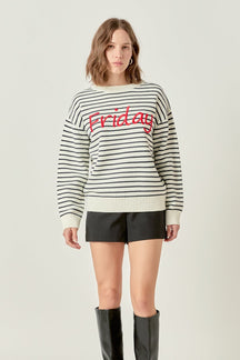 ENGLISH FACTORY - Friday Lettering Sweater - SWEATERS & KNITS available at Objectrare