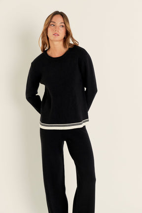 ENGLISH FACTORY - Contrast Stripe Detail Knit Top - TOPS available at Objectrare