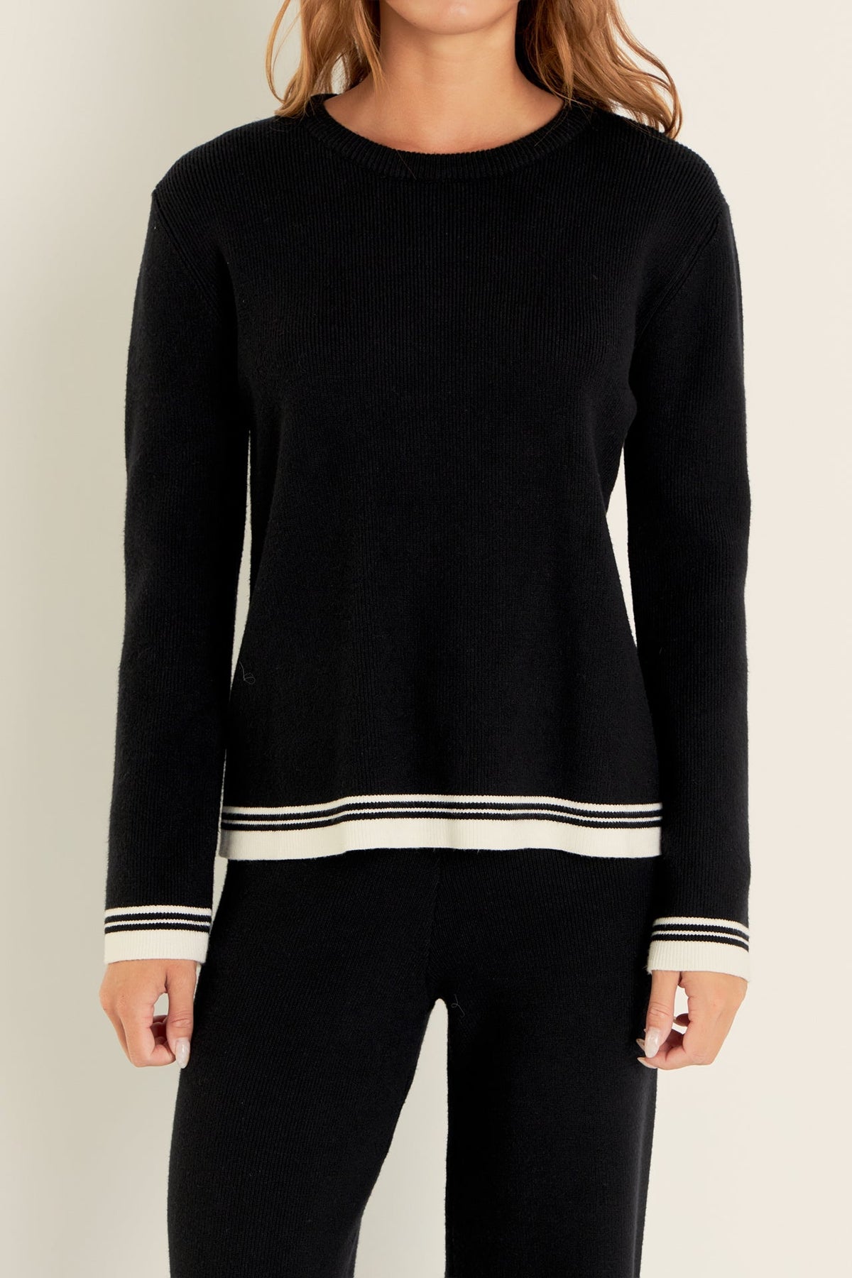 ENGLISH FACTORY - Contrast Stripe Detail Knit Top - TOPS available at Objectrare