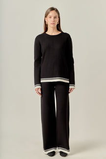 ENGLISH FACTORY - Contrast Stripe Detail Knit Top - TOPS available at Objectrare