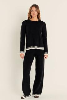 ENGLISH FACTORY - Contrast Stripe Detail Knit Top - TOPS available at Objectrare