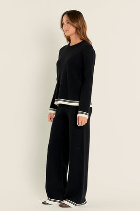 Contrast Stripe Detail Knit Top