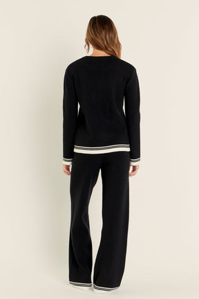 ENGLISH FACTORY - Contrast Stripe Detail Knit Top - TOPS available at Objectrare