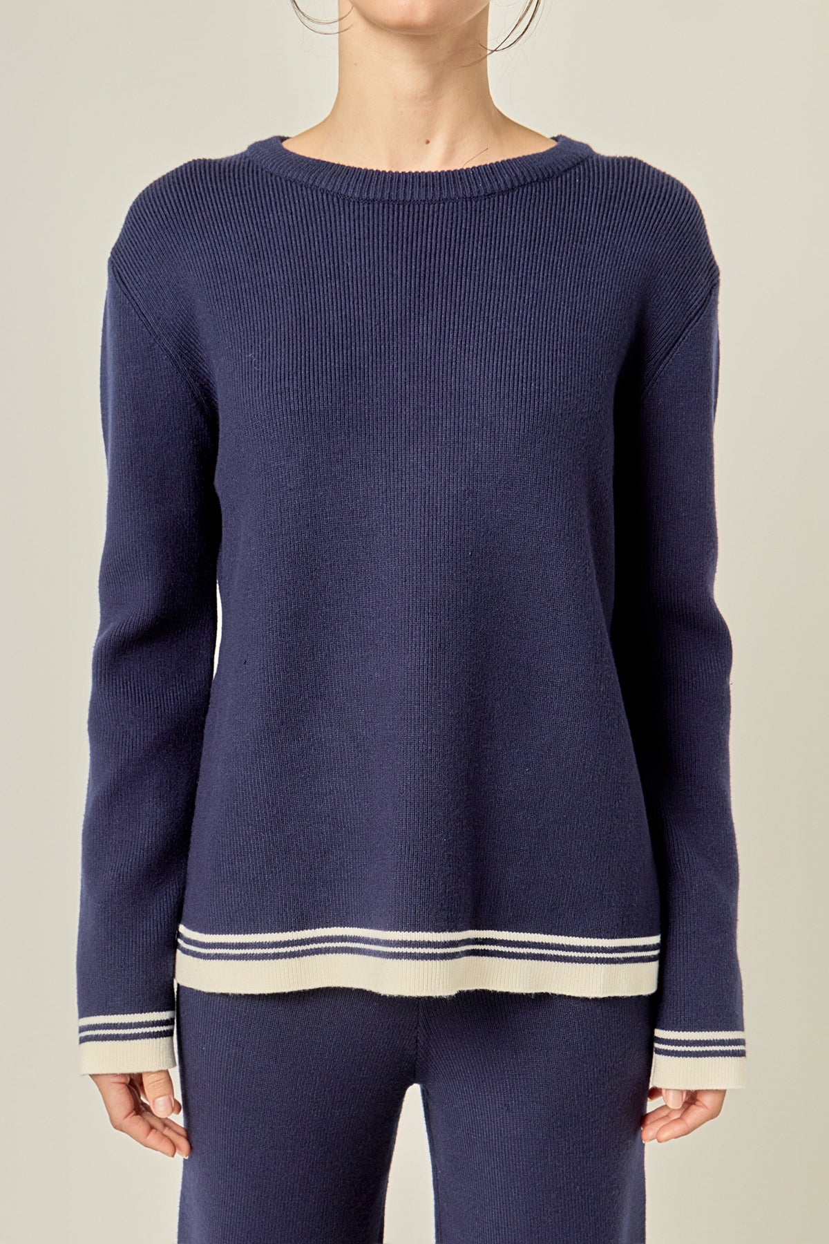 ENGLISH FACTORY - Contrast Stripe Detail Knit Top - TOPS available at Objectrare