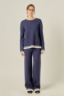 ENGLISH FACTORY - Contrast Stripe Detail Knit Top - TOPS available at Objectrare