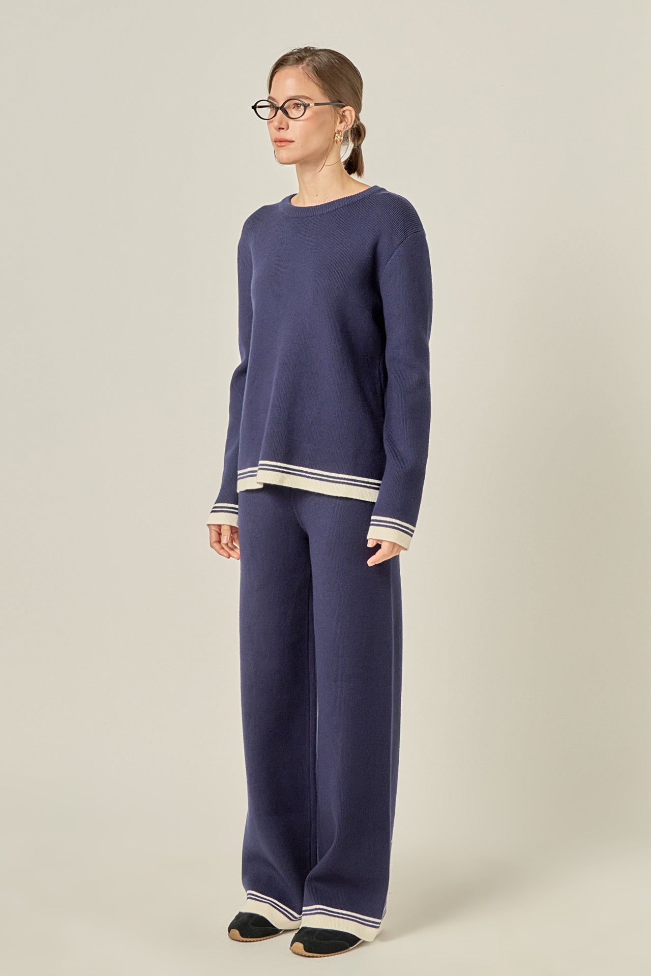 ENGLISH FACTORY - Contrast Stripe Detail Knit Top - TOPS available at Objectrare