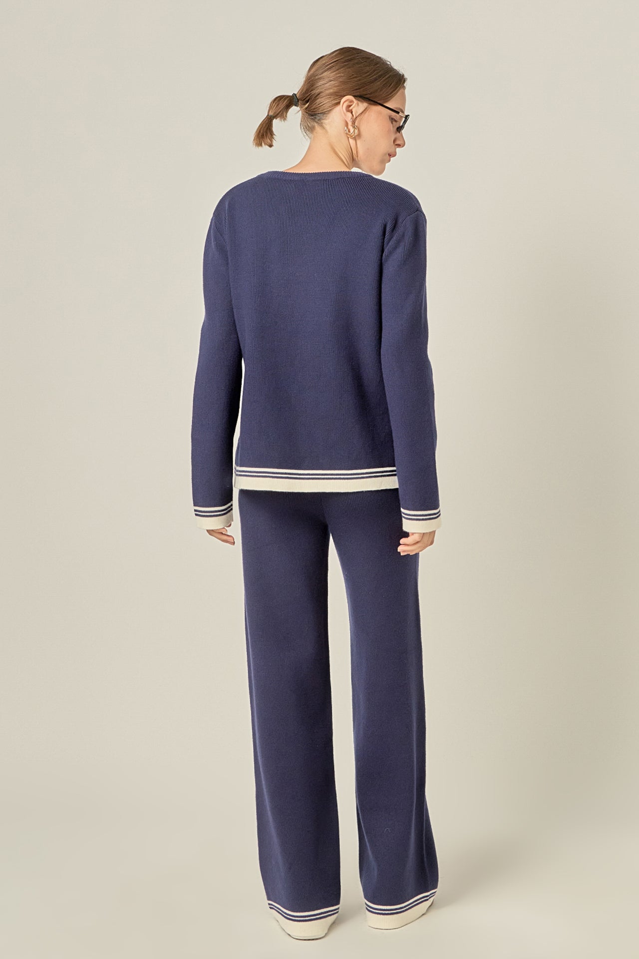 ENGLISH FACTORY - Contrast Stripe Detail Knit Top - TOPS available at Objectrare