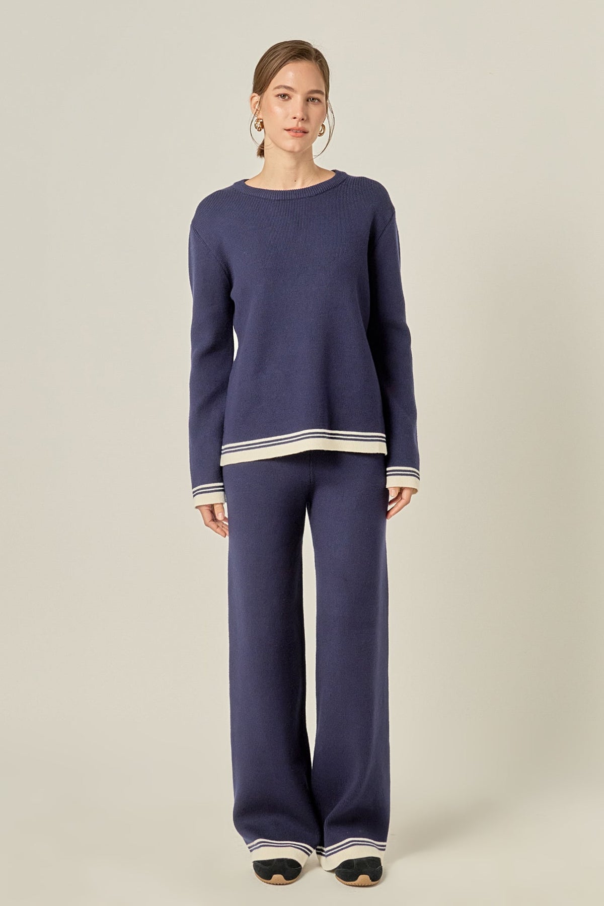 ENGLISH FACTORY - Contrast Stripe Detail Knit Top - TOPS available at Objectrare