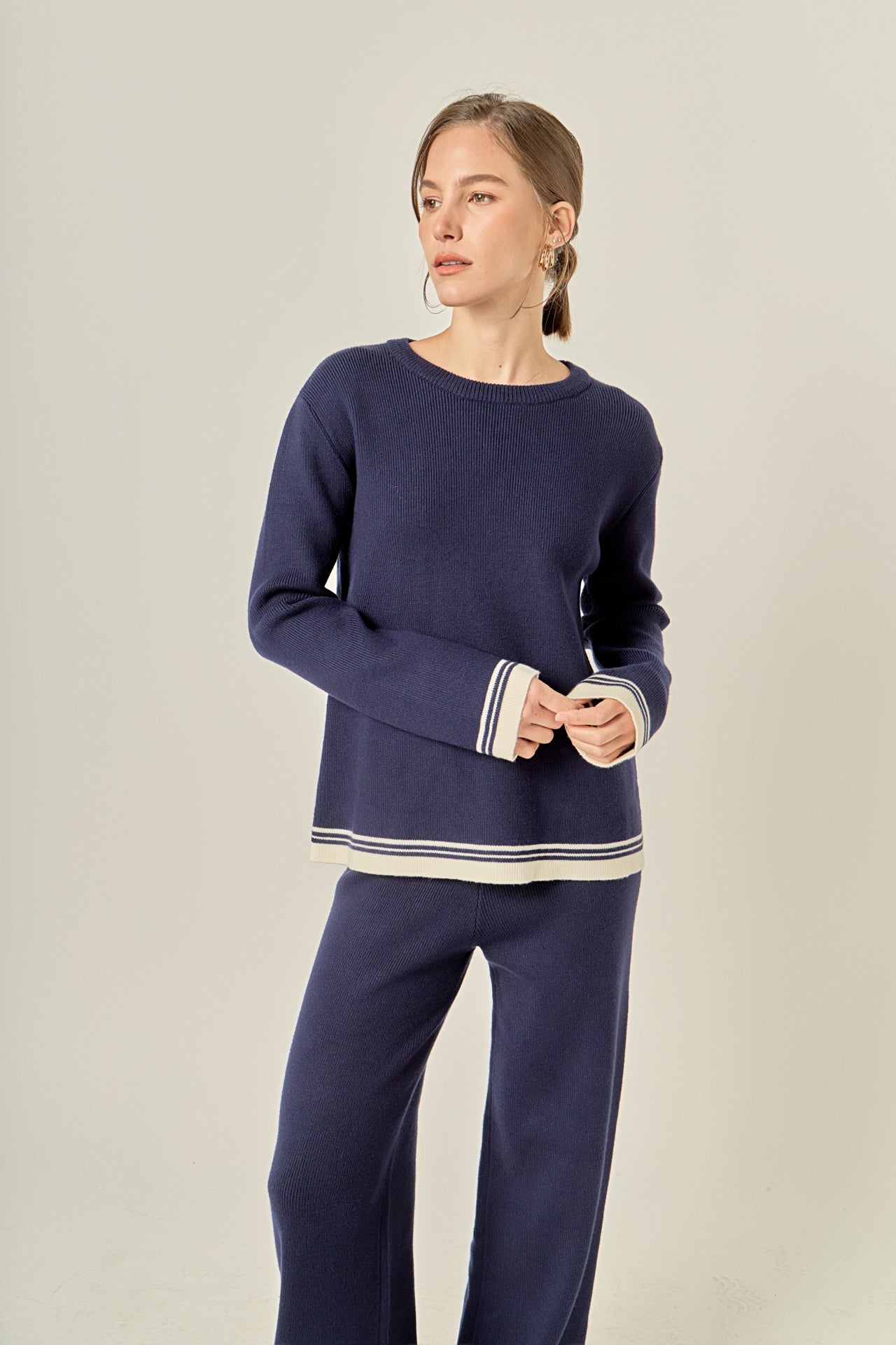 ENGLISH FACTORY - Contrast Stripe Detail Knit Top - TOPS available at Objectrare