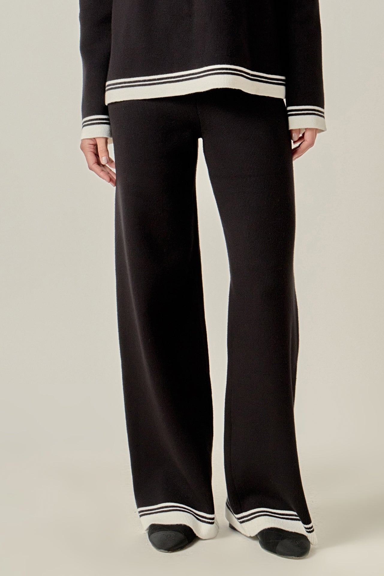 ENGLISH FACTORY - Contrast Stripe Detail Knit Pants - PANTS available at Objectrare
