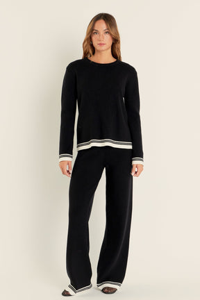 ENGLISH FACTORY - Contrast Stripe Detail Knit pants - PANTS available at Objectrare