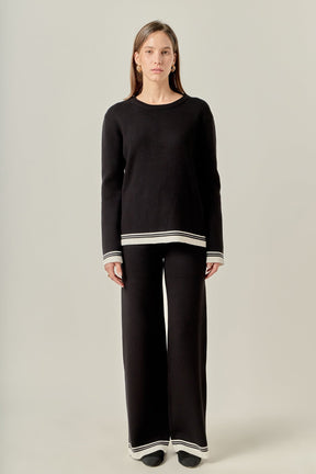 ENGLISH FACTORY - Contrast Stripe Detail Knit Pants - PANTS available at Objectrare