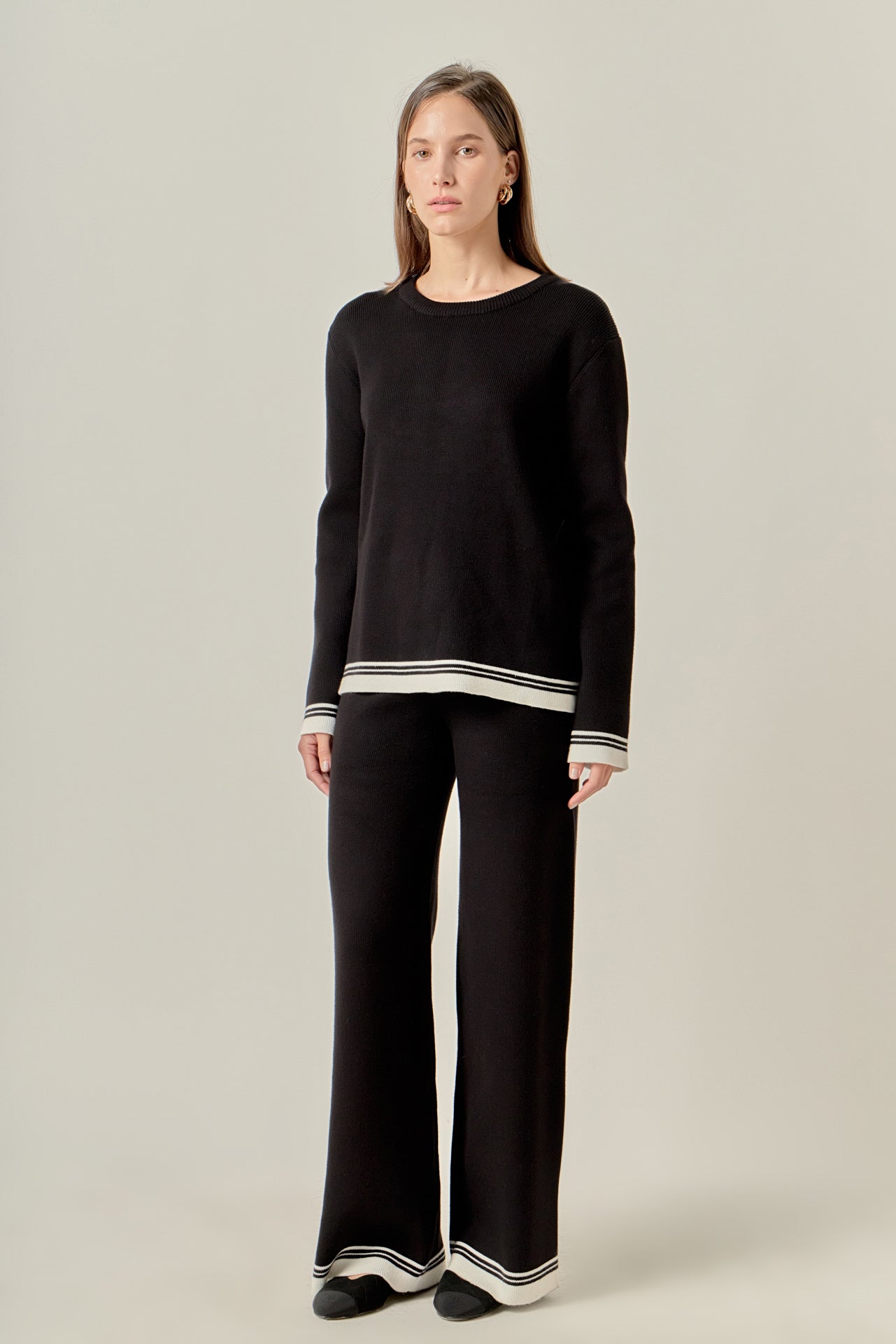 ENGLISH FACTORY - Contrast Stripe Detail Knit Pants - PANTS available at Objectrare