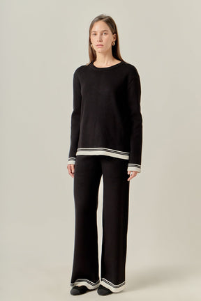 ENGLISH FACTORY - Contrast Stripe Detail Knit Pants - PANTS available at Objectrare