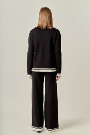 ENGLISH FACTORY - Contrast Stripe Detail Knit Pants - PANTS available at Objectrare