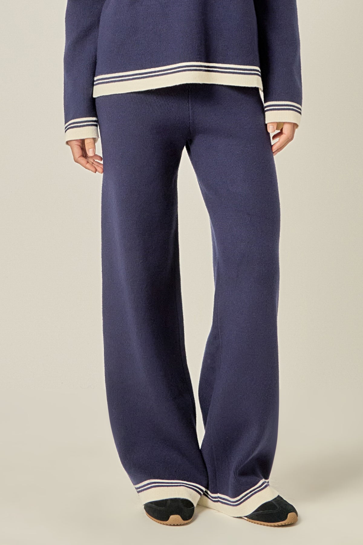 ENGLISH FACTORY - Contrast Stripe Detail Knit Pants - PANTS available at Objectrare