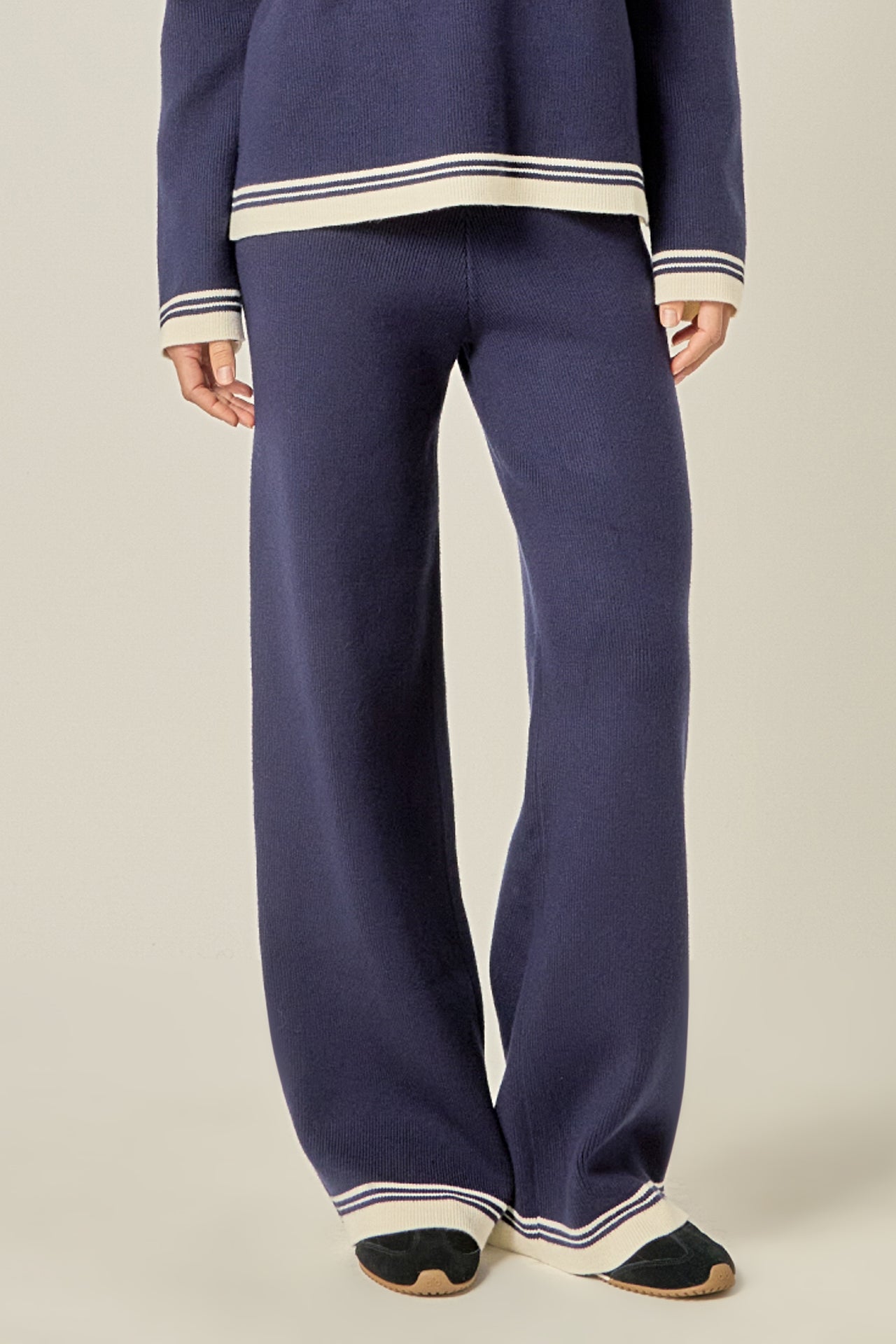 ENGLISH FACTORY - Contrast Stripe Detail Knit Pants - PANTS available at Objectrare