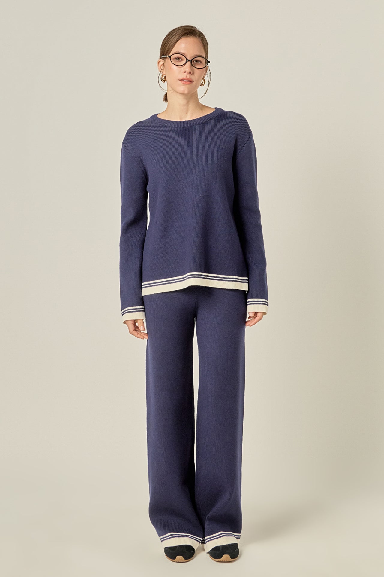 ENGLISH FACTORY - Contrast Stripe Detail Knit Pants - PANTS available at Objectrare