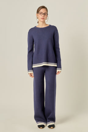 ENGLISH FACTORY - Contrast Stripe Detail Knit Pants - PANTS available at Objectrare