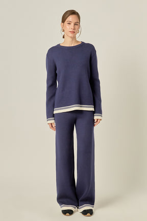 ENGLISH FACTORY - Contrast Stripe Detail Knit Pants - PANTS available at Objectrare