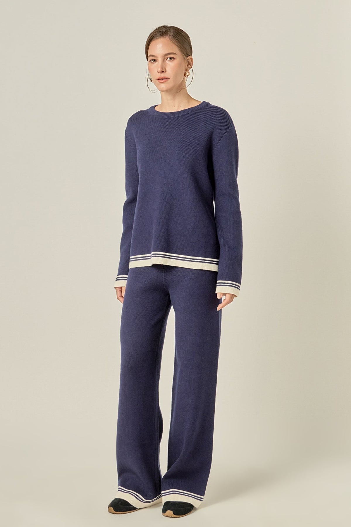 ENGLISH FACTORY - Contrast Stripe Detail Knit Pants - PANTS available at Objectrare