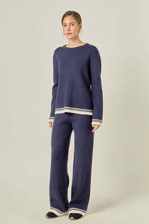 ENGLISH FACTORY - Contrast Stripe Detail Knit Pants - PANTS available at Objectrare