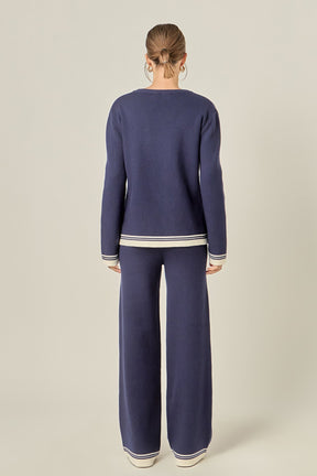ENGLISH FACTORY - Contrast Stripe Detail Knit Pants - PANTS available at Objectrare